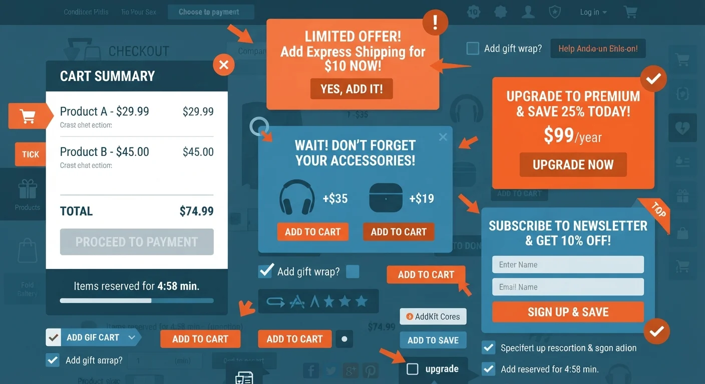 Upsells, Cross-Sells, and Add-Ons: A Field Guide to Checkout Pressure